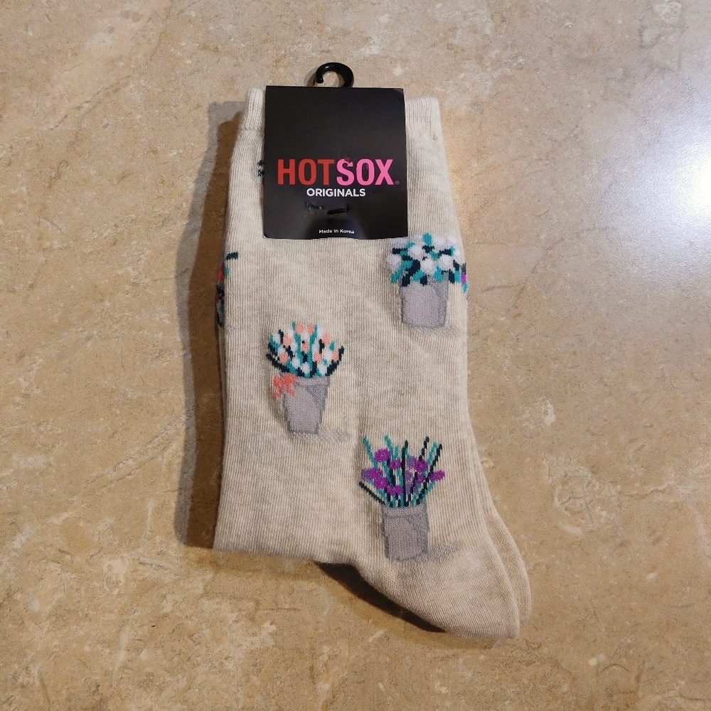 HOTSOX Tan FLOWERS Print Cotton Blend Socks Garden